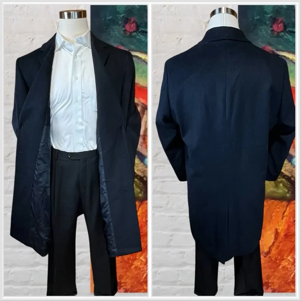 Kenneth Cole Mens 44L Dark Navy Blue Walking Topcoat Overcoat - Picture 6 of 15